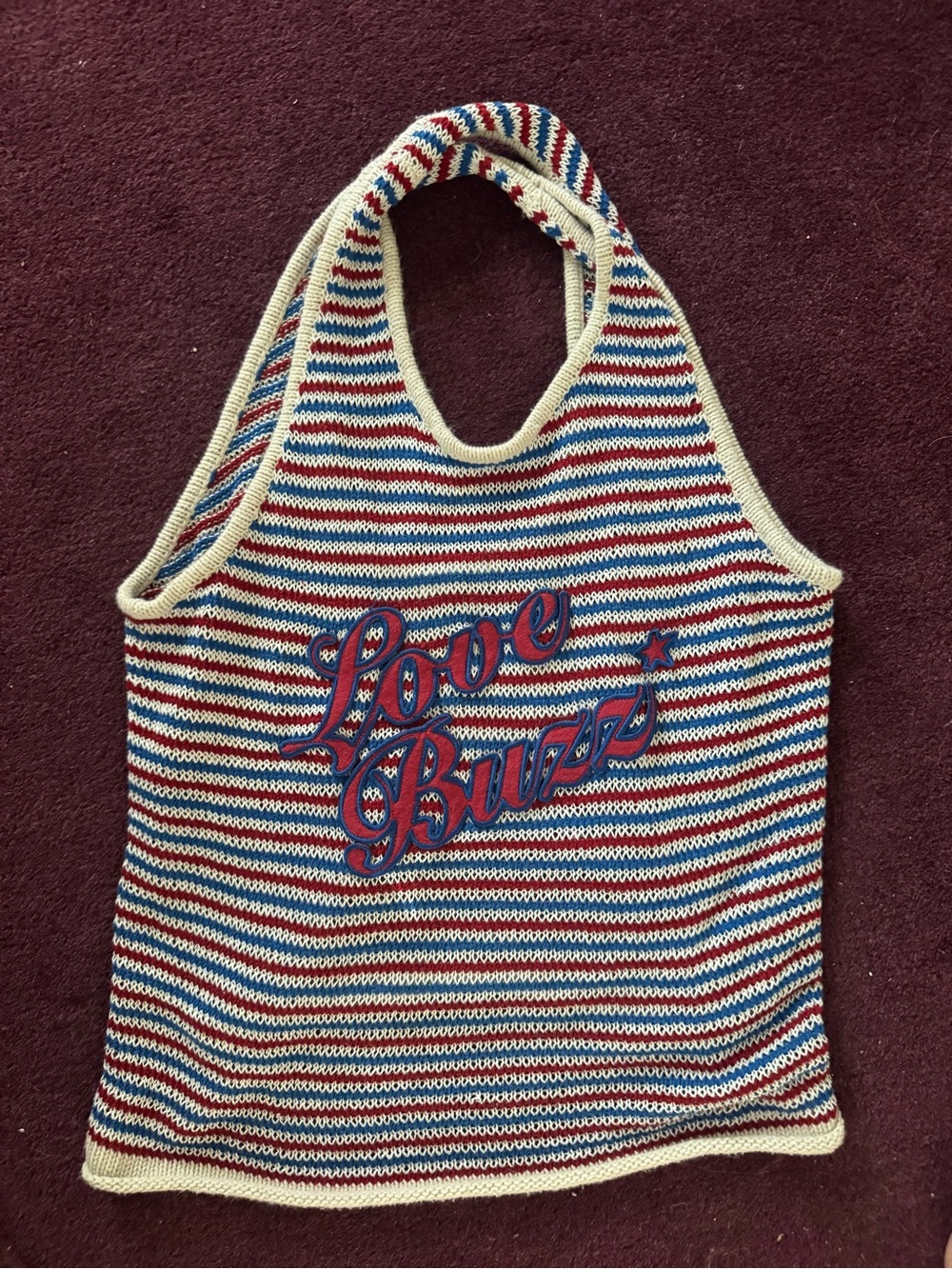 Hysteric glamour Love Buzz Striped Knit Tank - Red, Blue, Cream